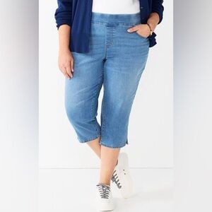 Womens Croft And Barrow plus size 20W Capri blue jeans midcalf midrise NWT